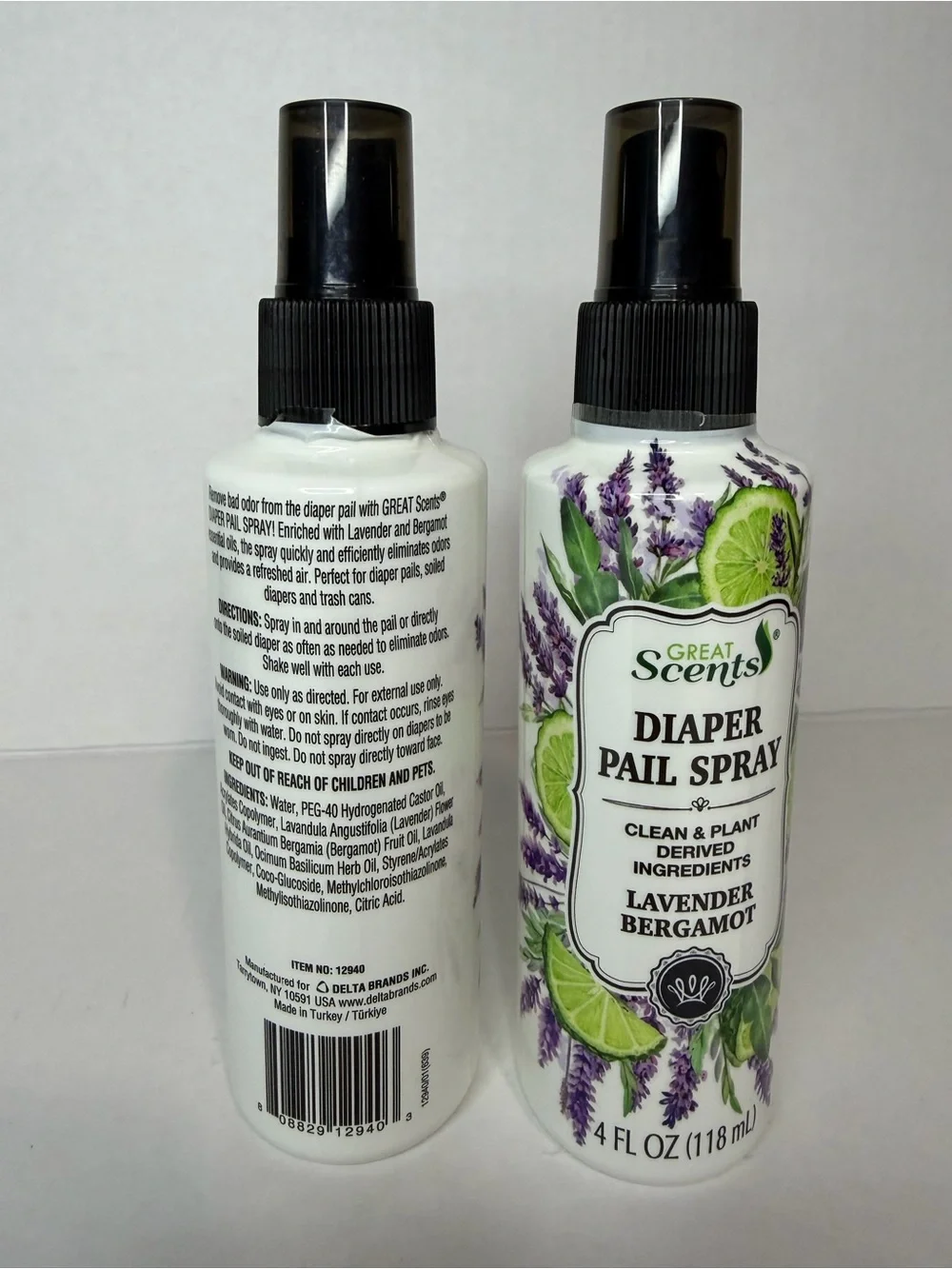 2 Q Bergamot Diaper Pail Spray - White & Purple